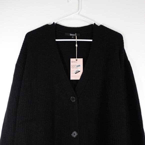 New Quince Black Mongolian Cashmere Oversized Boyfriend Cardigan Sweater Small - Picture 3 of 9